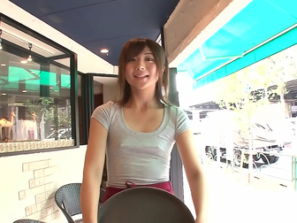 Experience the Allure of a Luscious Shopkeeper with Tiny Breasts and Two Potties! - Video 1